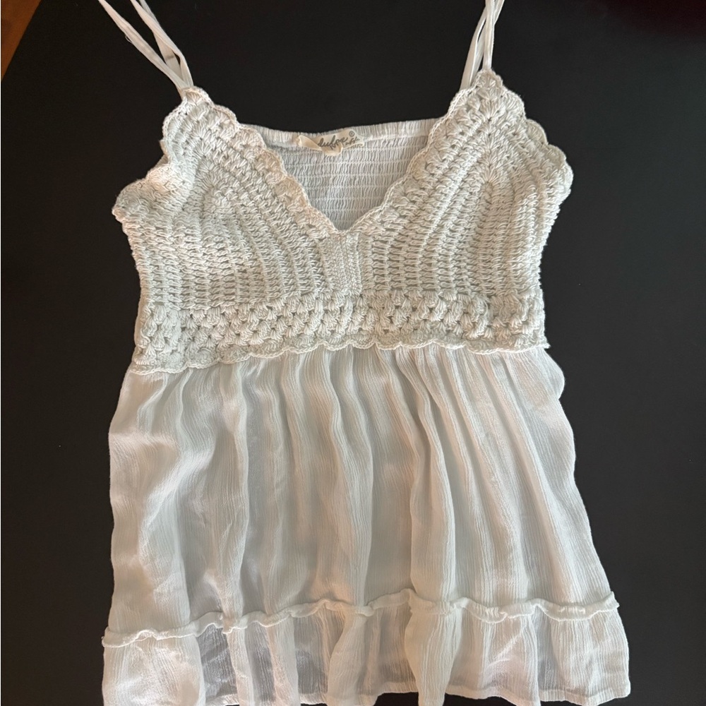 Elegant White Crochet Women's Top